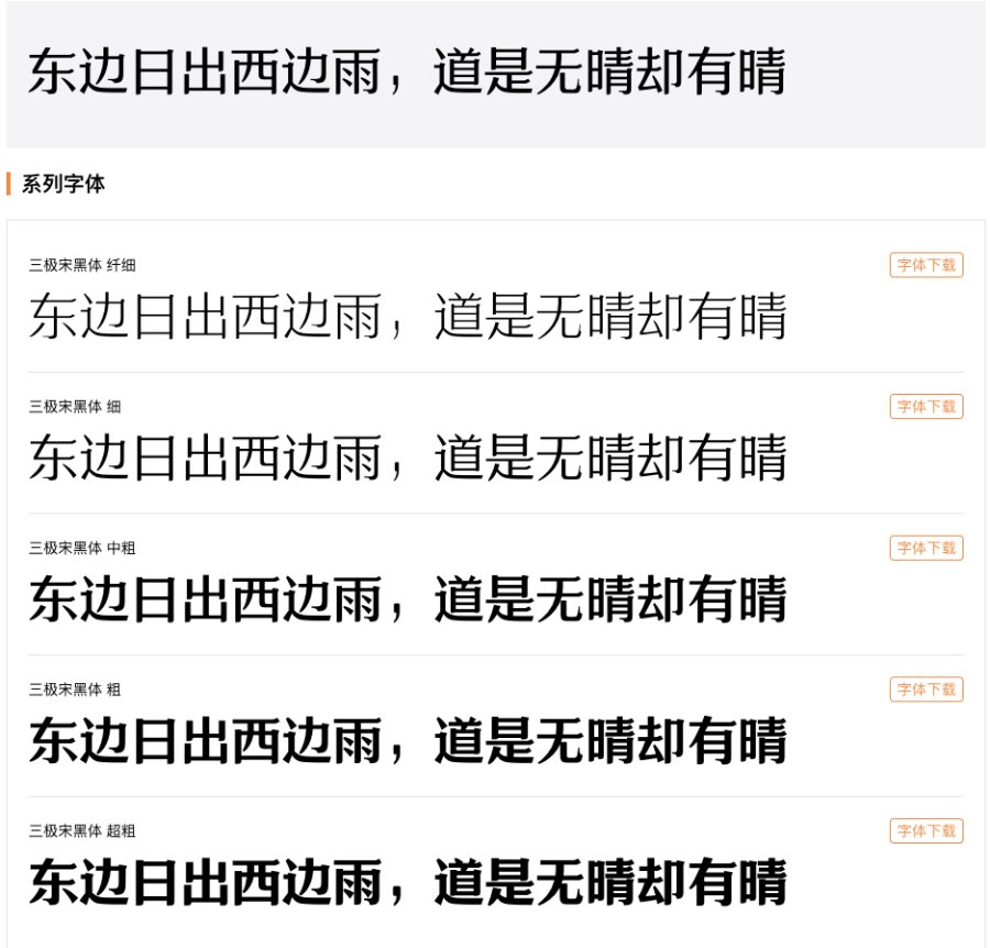 三极宋黑体系列字体展示