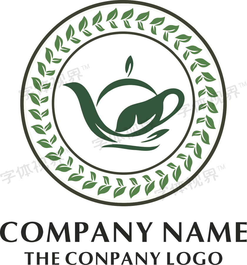 这是一张关于茶馆设计图片,圆形风格设计,茶壶,茶logo,圆形logo为设计